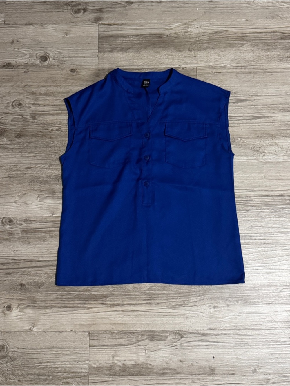 SHEIN Royal Blue Sleeveless Button Tank Top